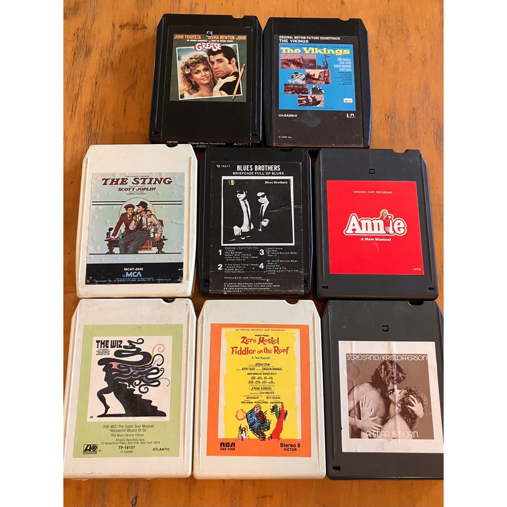 Mixed Soundtracks 8 Track Tape Lot 8 Grease Blues Brothers Annie Fiddler Roof